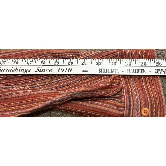 New Maus Hoffman Woven Sport Shirt Red Gold Blended Strip Long Sleeve XXL $325
